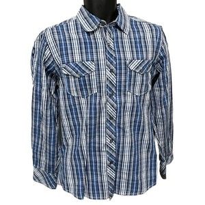 PD&C Paper Denim & Cloth Mens Button Front Long Sleeve Plaid Shirt Size M‎